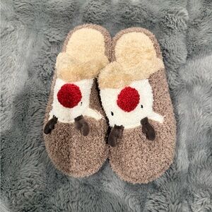 Cozy Reindeer Slippers with Red Nose